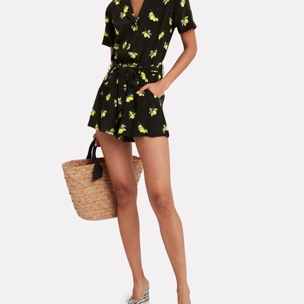 Rails 100% Silk Gigi Black/Lemon Print Pleated Hi… - image 1